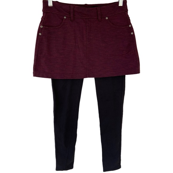 Athleta Legging Small Bettona Classic Mini 2 In 1 Tight Style 930137 Plum Black - Picture 2 of 6